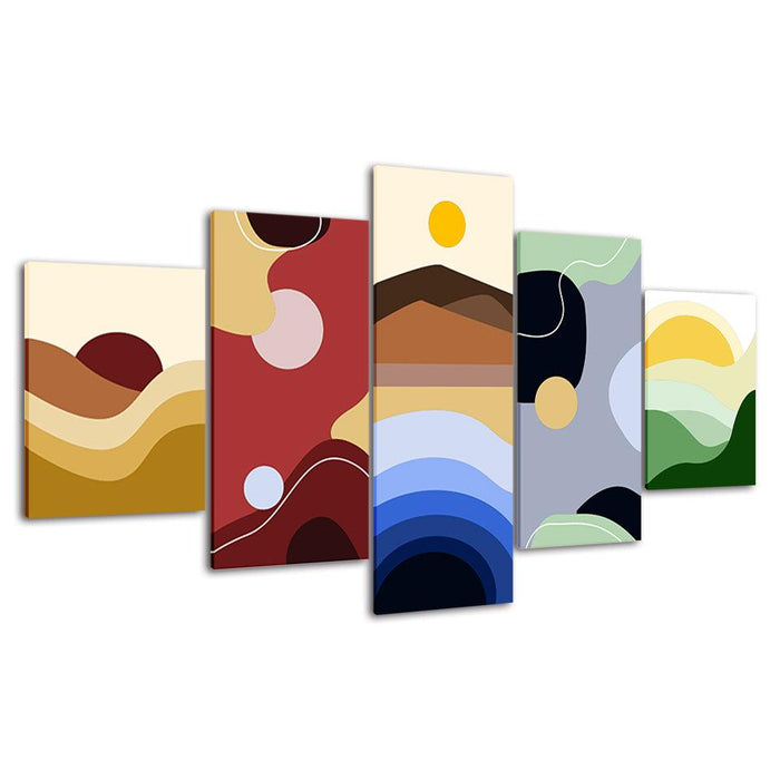 The Abstract Landscapes 5 Piece HD Multi Panel Canvas Wall Art Frame - Original Frame