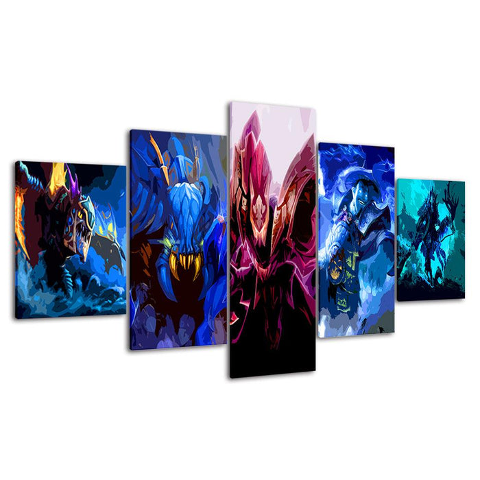 The Creature Team Cartoon 5 Piece HD Multi Panel Canvas Wall Art Frame - Original Frame