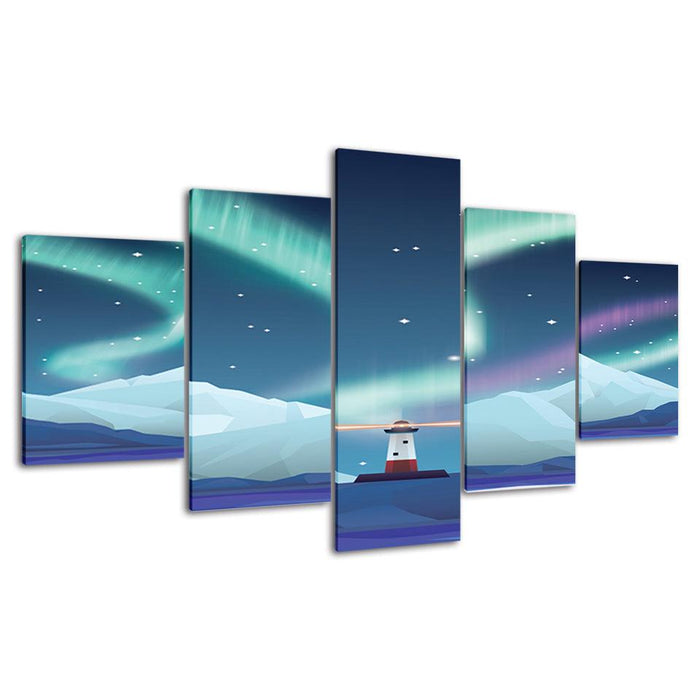 A Peaceful Lighthouse Collection 5 Piece HD Multi Panel Canvas Wall Art Frame - Original Frame