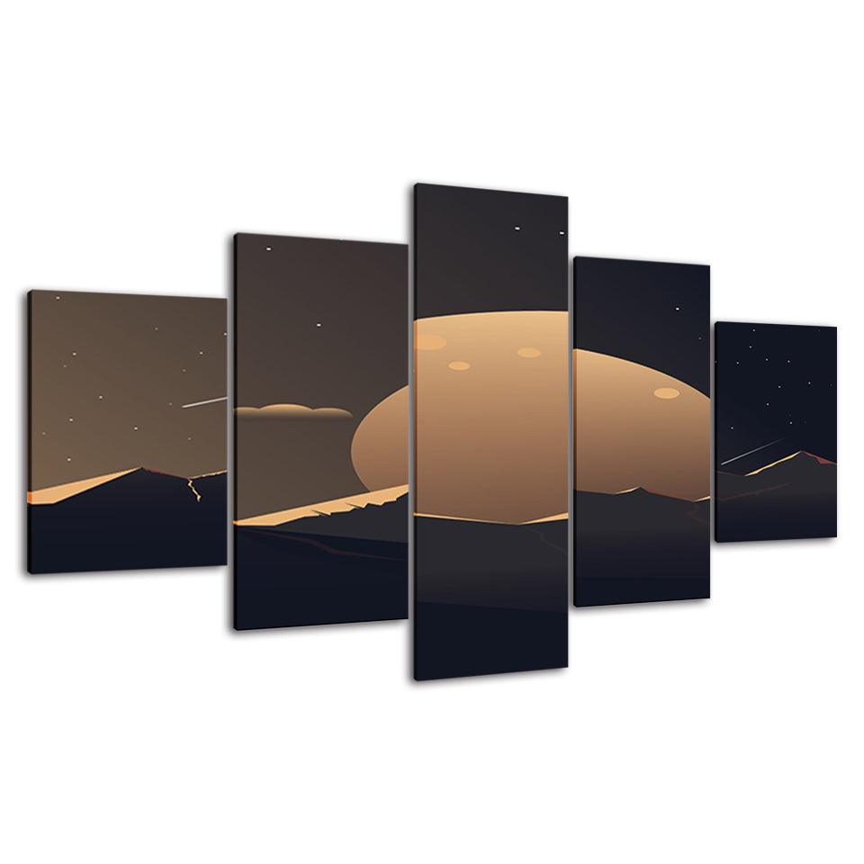 The Abstract Moon Of The Desert 5 Piece HD Multi Panel Canvas Wall Art Frame - Original Frame
