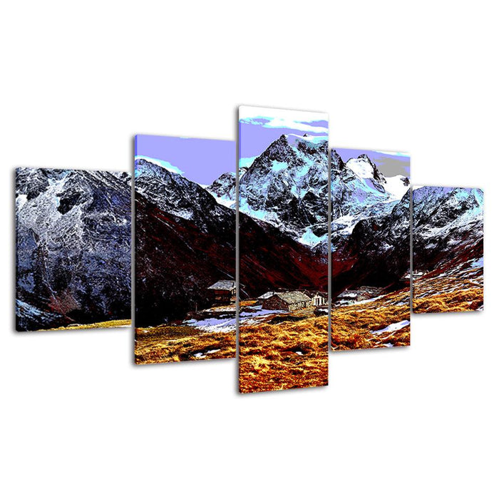 The Rocky Mountains Collection 5 Piece HD Multi Panel Canvas Wall Art Framee - Original Frame