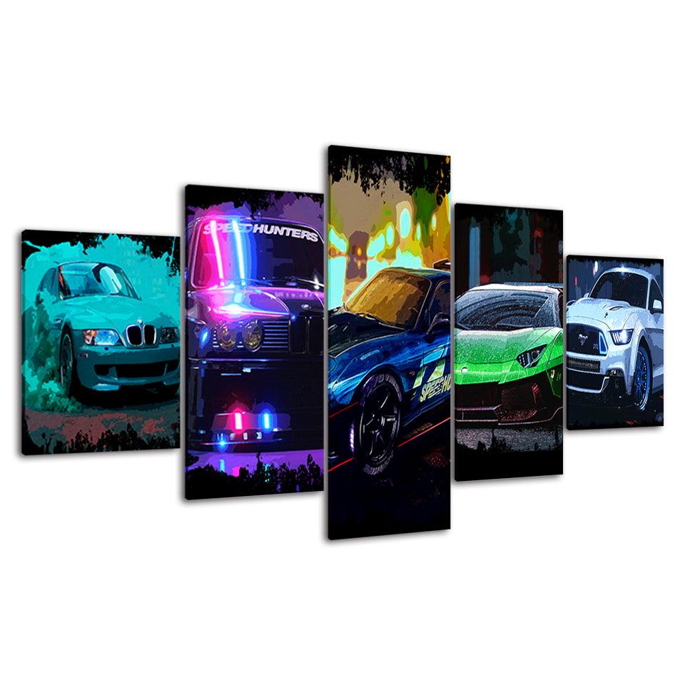 The Elite Racing Cars 5 Piece HD Multi Panel Canvas Wall Art Frame - Original Frame