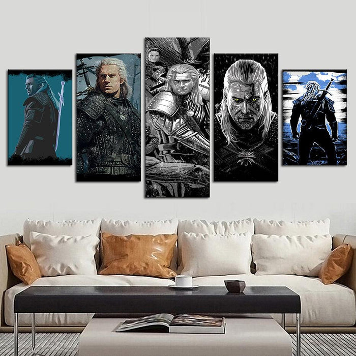 The Witcher 5 Piece HD Multi Panel Canvas Wall Art Frame - Original Frame