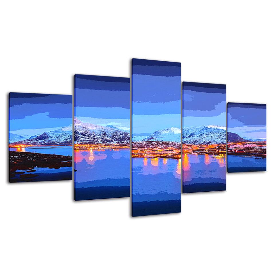 Morning In Antartica Collection 5 Piece HD Multi Panel Canvas Wall Art Frame - Original Frame