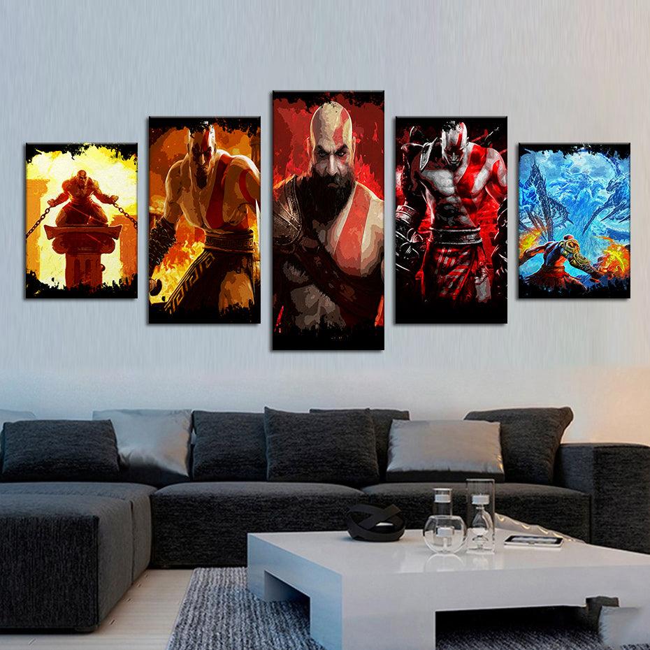 God Of Wars 5 Piece HD Multi Panel Canvas Wall Art Frame - Original Frame