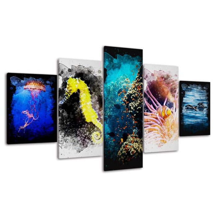 Happiness 5 Piece HD Multi Panel Canvas Wall Art Frame - Original Frame