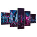 The Neon City Light 5 Piece HD Multi Panel Canvas Wall Art Frame - Original Frame