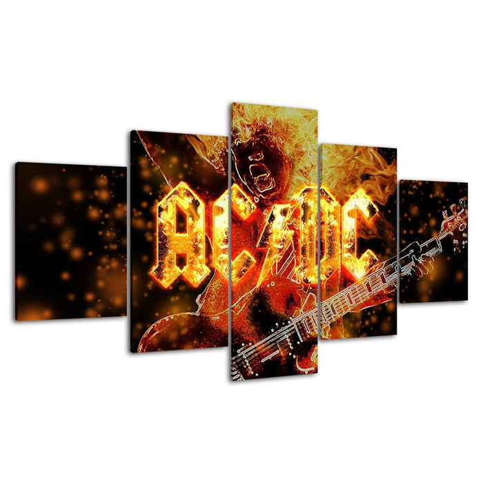 ACDC 5 Piece HD Multi Panel Canvas Wall Art Frame - Original Frame