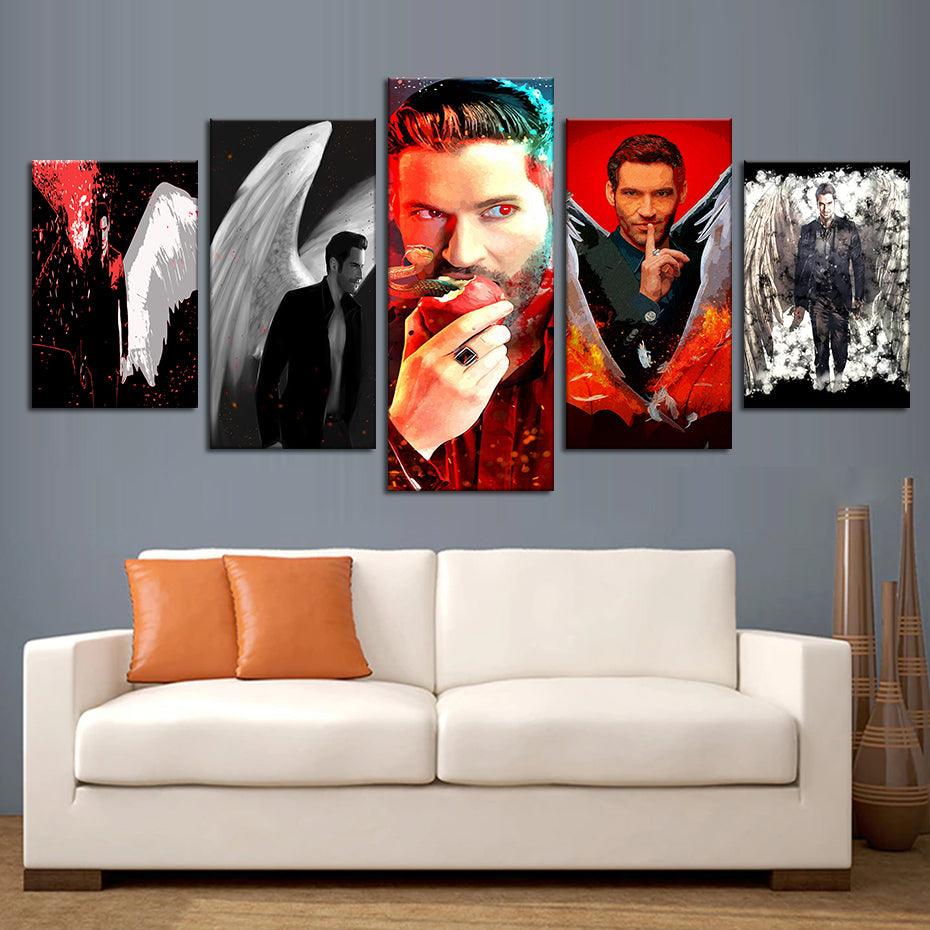 Lucifer 5 Piece HD Multi Panel Canvas Wall Art Frame - Original Frame
