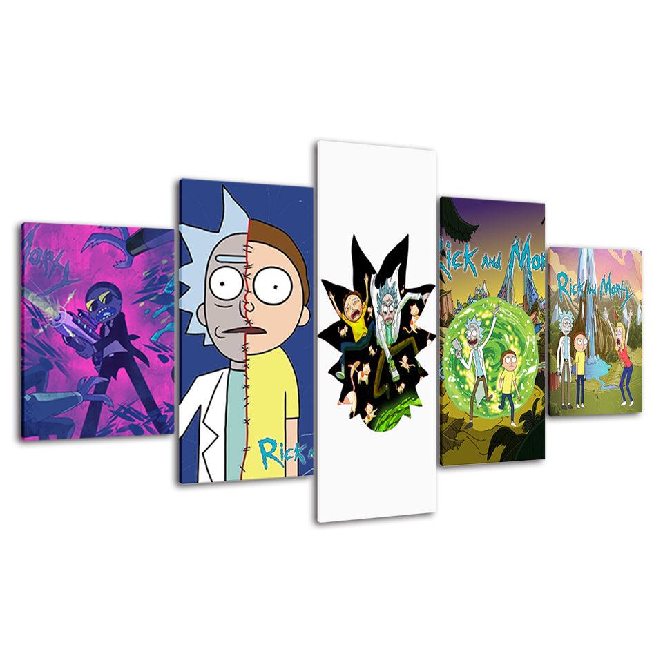 Rick And Morty 5 Piece HD Multi Panel Canvas Wall Art Frame - Original Frame