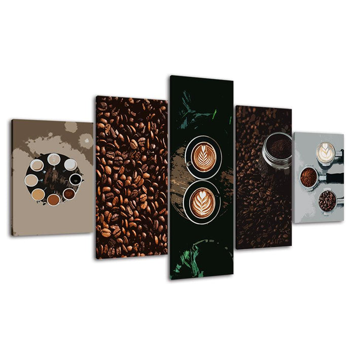 The Espresso Collection 5 Piece HD Multi Panel Canvas Wall Art Frame - Original Frame