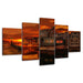 An Orange Evening In Town Collection 5 Piece HD Multi Panel Canvas Wall Art Frame - Original Frame