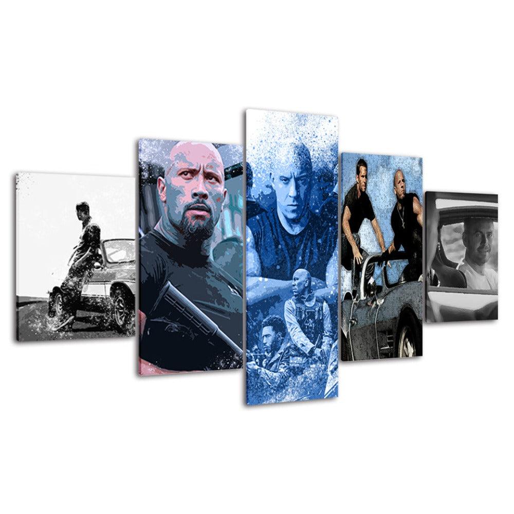 Fast And The Furious 5 Piece HD Multi Panel Canvas Wall Art Frame - Original Frame