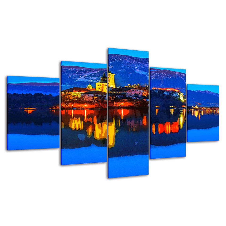 The Abstract Lighthouse Collection 5 Piece HD Multi Panel Canvas Wall Art Frame - Original Frame