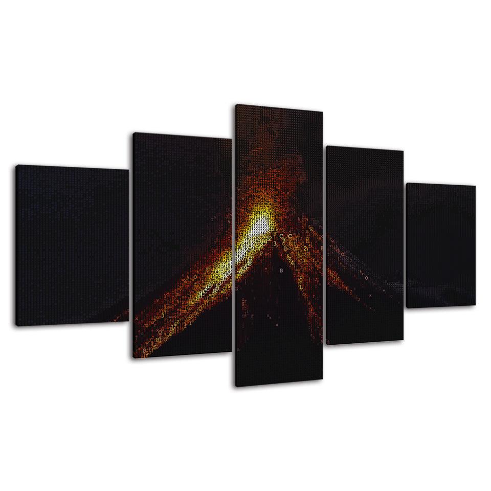 The Abstract Bonfire Collection 5 Piece HD Multi Panel Canvas Wall Art Frame - Original Frame