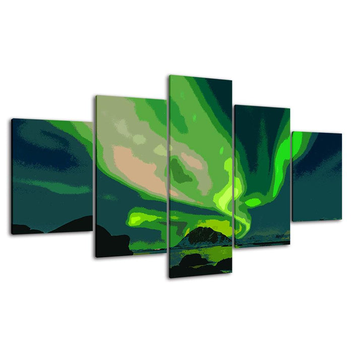 The Abstract Aurora Borealis Collection 5 Piece HD Multi Panel Canvas Wall Art Frame - Original Frame