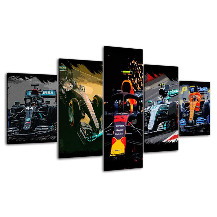 The Sports Cars Collection 5 Piece HD Multi Panel Canvas Wall Art Frame - Original Frame