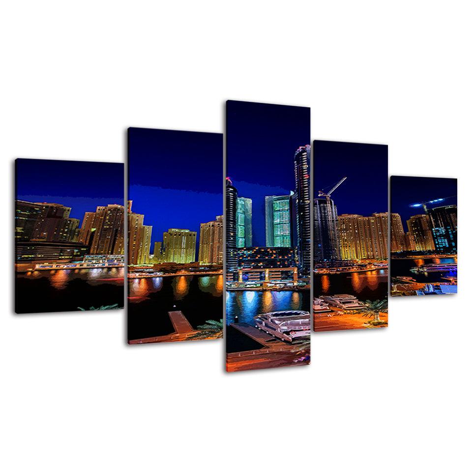 The Fancy City Collection 5 Piece HD Multi Panel Canvas Wall Art Frame - Original Frame