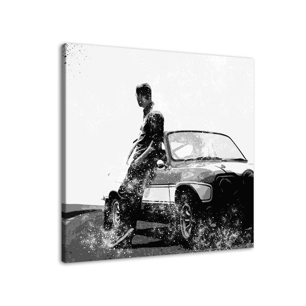 Fast And Furious Black And White 1 Piece HD Multi Panel Canvas Wall Art Frame - Original Frame