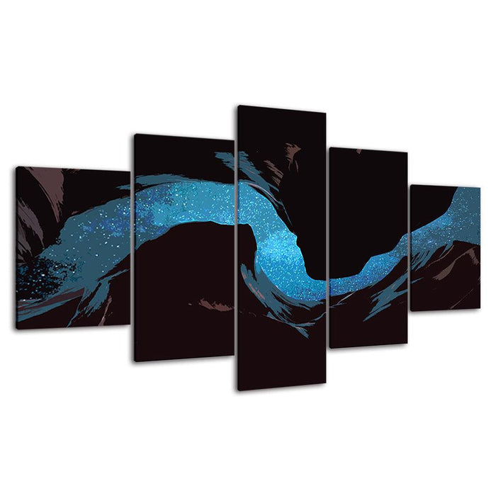 The Abstract River Collection 5 Piece HD Multi Panel Canvas Wall Art Frame - Original Frame