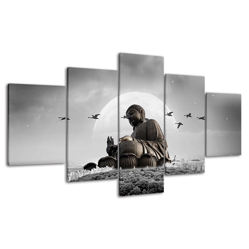 Buddha 5 Piece HD Multi Panel Canvas Wall Art Frame - Original Frame