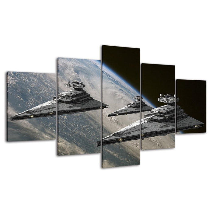 Ships In Space 5 Piece HD Multi Panel Canvas Wall Art Frame - Original Frame