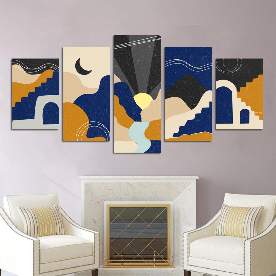 Beautiful Midnight Art 5 Piece HD Multi Panel Canvas Wall Art Frame - Original Frame