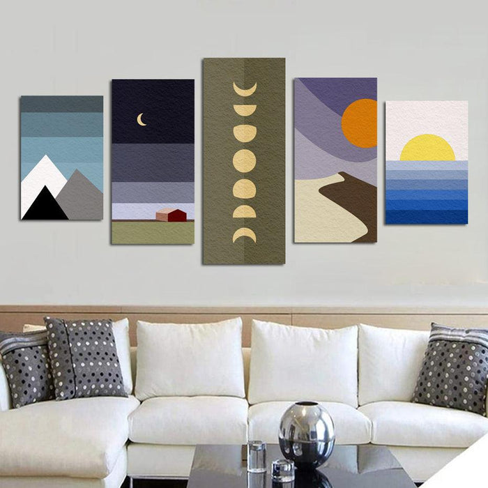 Abstract Sky Digital Art 5 Piece HD Multi Panel Canvas Wall Art Frame - Original Frame