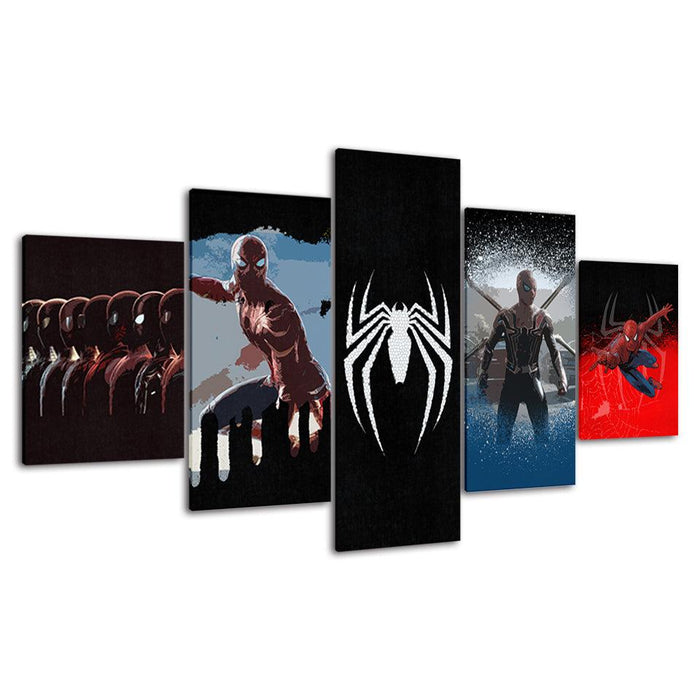 Spiderman 5 Piece HD Multi Panel Canvas Wall Art Frame - Original Frame