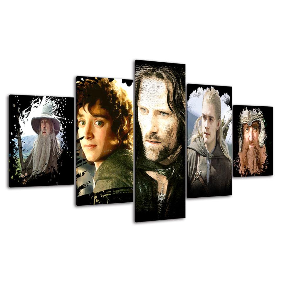 Lord Of The Rings 5 Piece HD Multi Panel Canvas Wall Art Frame - Original Frame