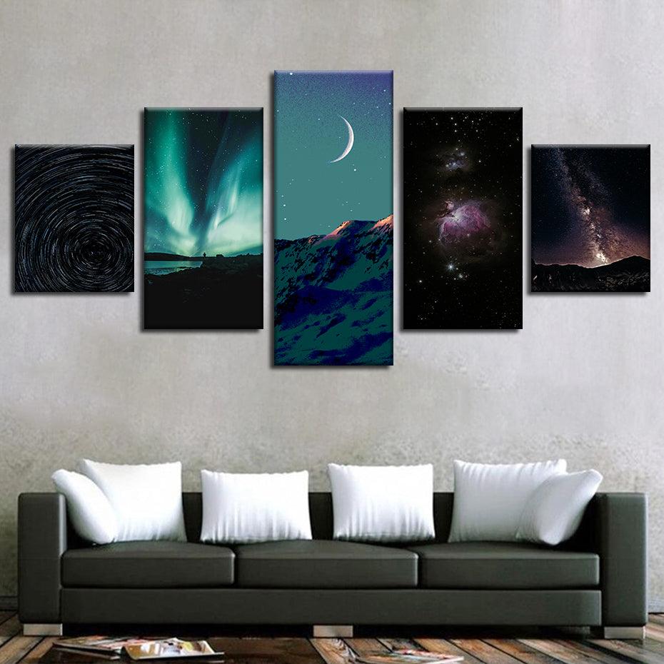 Milky Way Galaxy 5 Piece HD Multi Panel Canvas Wall Art Frame - Original Frame