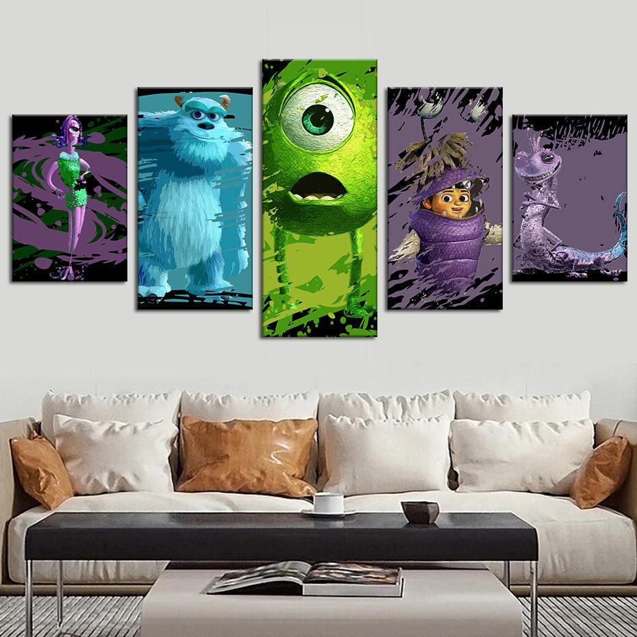 Monsters Inc. 5 Piece HD Multi Panel Canvas Wall Art Frame - Original Frame
