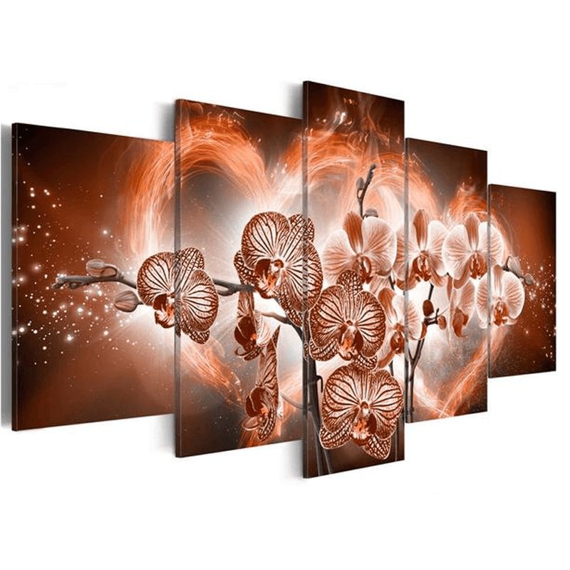 Moth Orchid Flowers 5 Piece HD Multi Panel Canvas Wall Art Frame - Original Frame