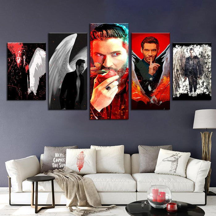 Lucifer 5 Piece HD Multi Panel Canvas Wall Art Frame - Original Frame