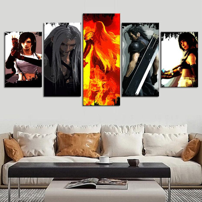 Final Fantasy 5 Piece HD Multi Panel Canvas Wall Art Frame - Original Frame