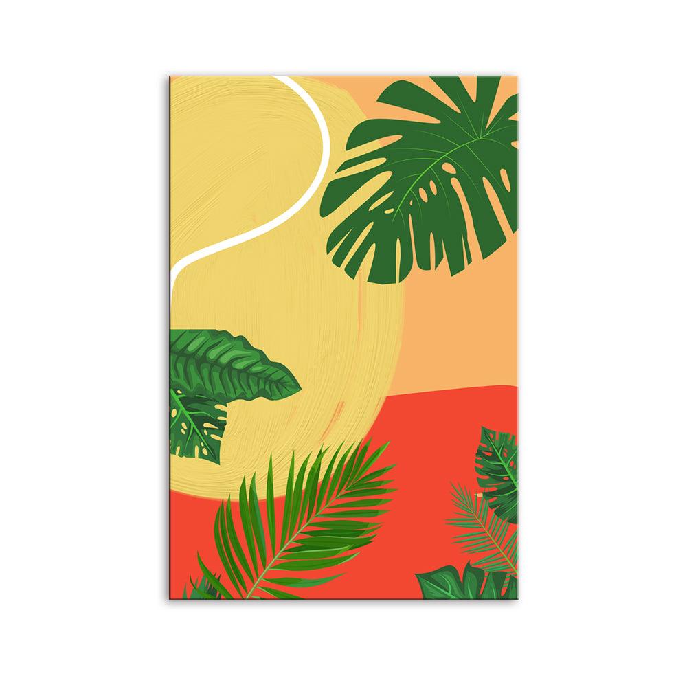 The Abstract Summer Palm Trees 1 Piece HD Multi Panel Canvas Wall Art Frame - Original Frame