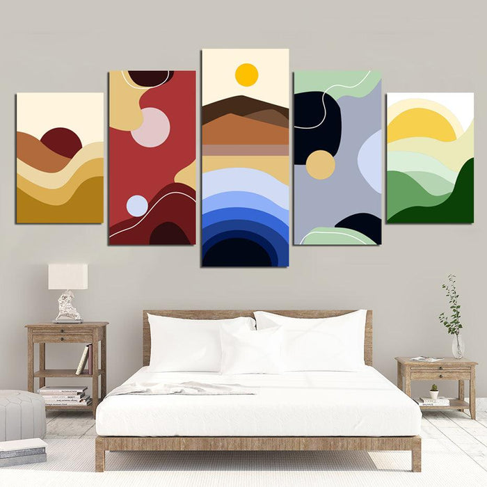 Abstract Scenery View 5 Piece HD Multi Panel Canvas Wall Art Frame - Original Frame