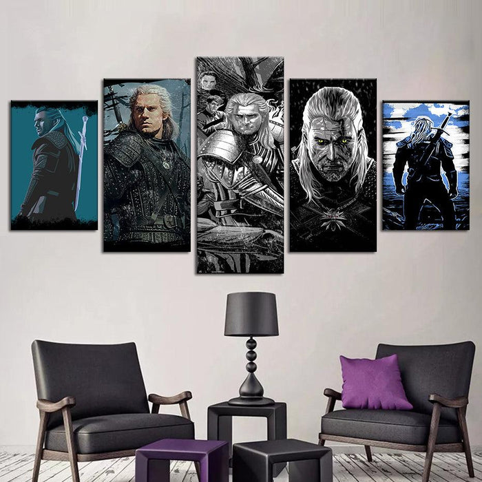 The Witcher 5 Piece HD Multi Panel Canvas Wall Art Frame - Original Frame