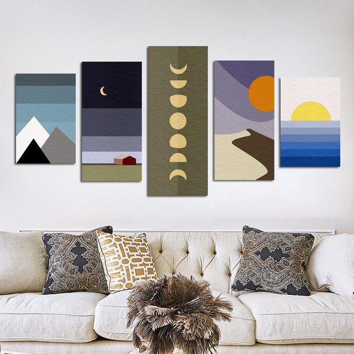 Abstract Sky Digital Art 5 Piece HD Multi Panel Canvas Wall Art Frame - Original Frame