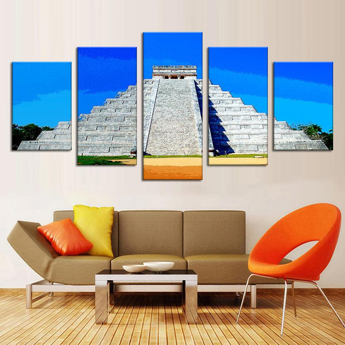 Chichen-Itza 5 Piece HD Multi Panel Canvas Wall Art Frame - Original Frame