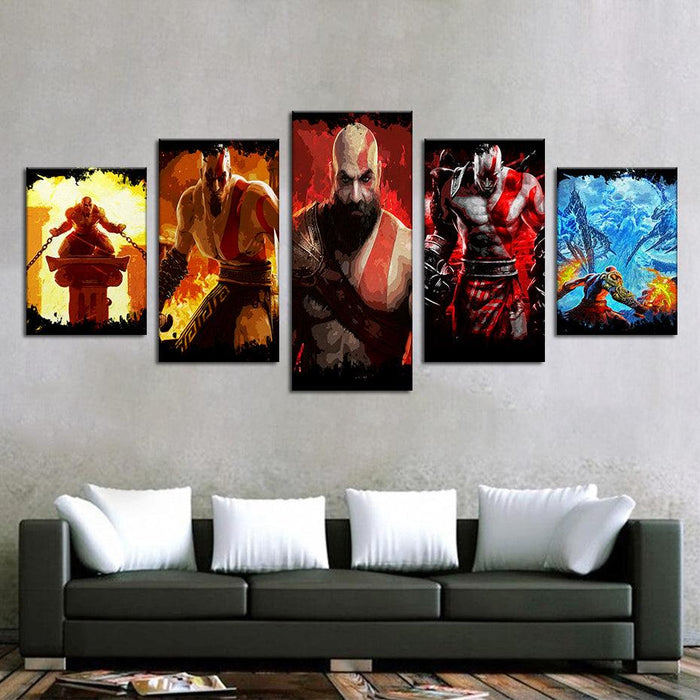 God Of Wars 5 Piece HD Multi Panel Canvas Wall Art Frame - Original Frame