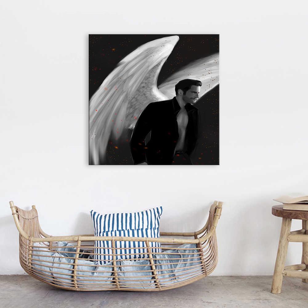 Black & White Lucifer´s 1 Piece HD Multi Panel Canvas Wall Art Frame - Original Frame