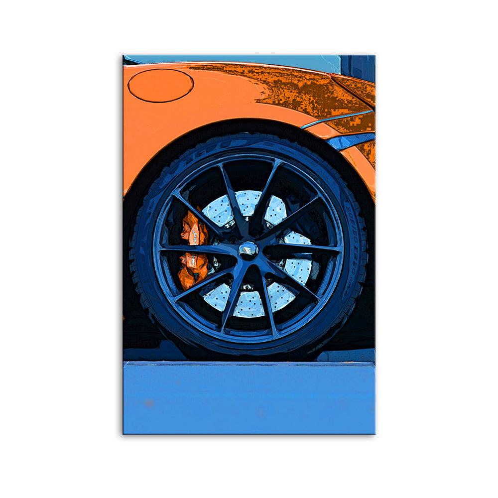 The Orange Car 1 Piece HD Multi Panel Canvas Wall Art Frame - Original Frame