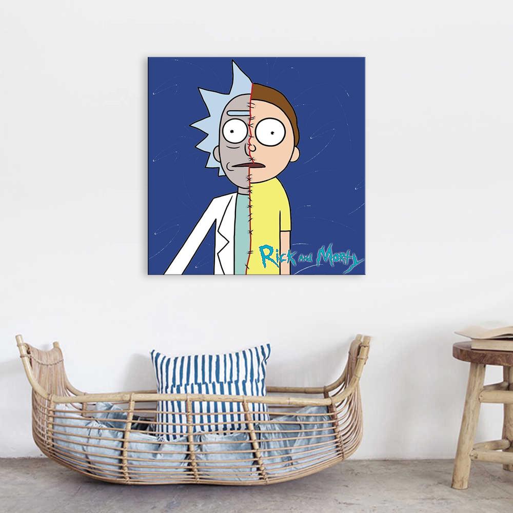 Blue Rick & Morty 1 Piece HD Multi Panel Canvas Wall Art Frame - Original Frame