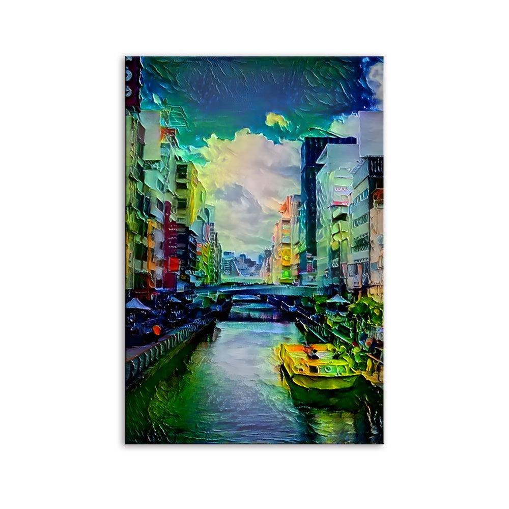 The Abstract Painted City 1 Piece HD Multi Panel Canvas Wall Art Frame - Original Frame