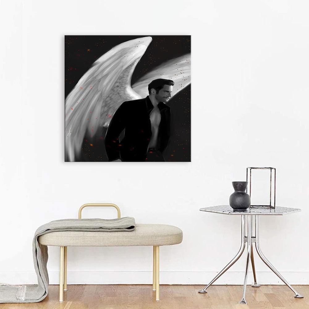 Black & White Lucifer´s 1 Piece HD Multi Panel Canvas Wall Art Frame - Original Frame