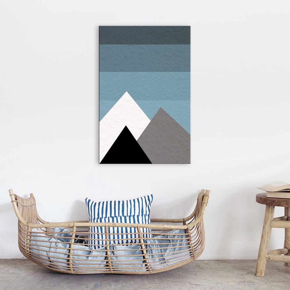 The Blue Abstract Mountains 1 Piece HD Multi Panel Canvas Wall Art Frame - Original Frame