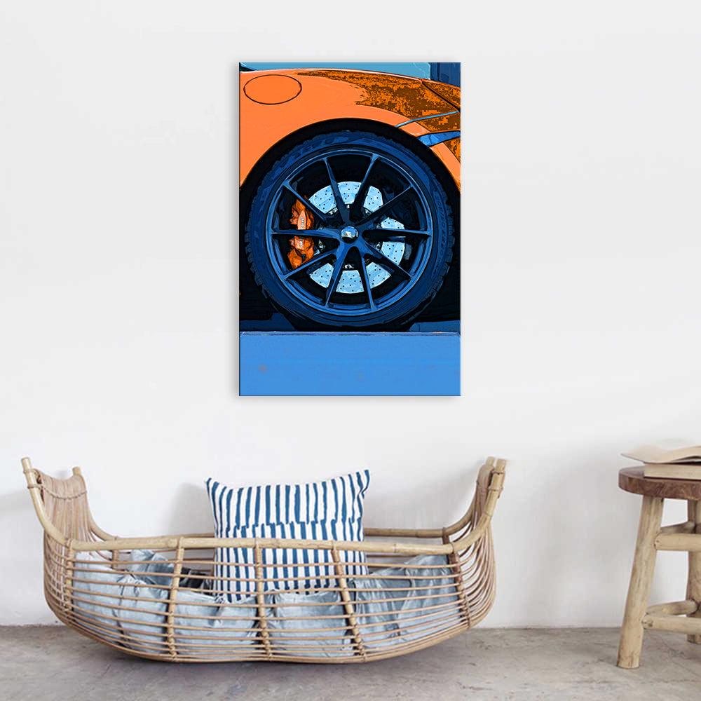 The Orange Car 1 Piece HD Multi Panel Canvas Wall Art Frame - Original Frame