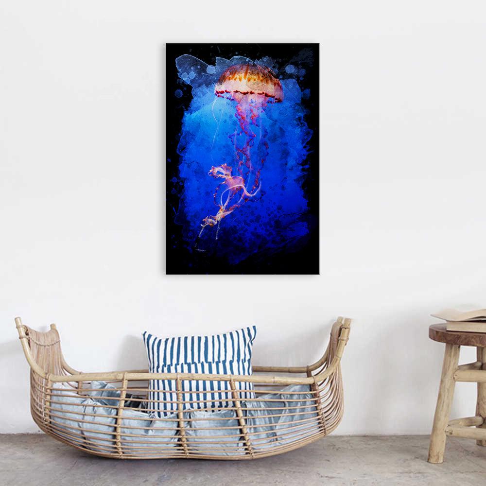 Jellyfish Aesthetic 1 Piece HD Multi Panel Canvas Wall Art Frame - Original Frame