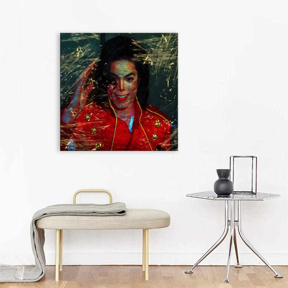 Red Michael Jackson 1 Piece HD Multi Panel Canvas Wall Art Frame - Original Frame